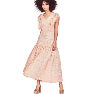 LoveShackFancy Cressida Pink Eyelet Maxi Dress